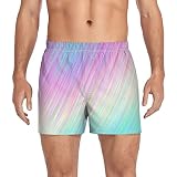 JHKKU Colorful Stripe Men's Button Fly Boxer Lounge Shorts, Soft Cotton Poplin Boxers, Woven Boxer S