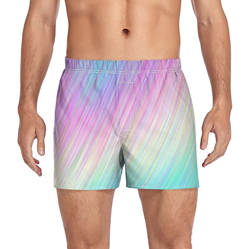 Jhkku Colorful Stripe Men's Button Fly Boxer Lounge Shorts, Soft Cotton Poplin Boxers, Woven Boxer Shorts Xxl #TOP11