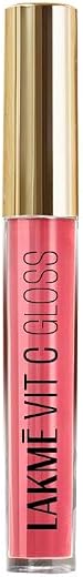 LAKMÉ LAKM LAKME SuperglowVIT C, Glossy Glass Shine Lip Gloss, PechyNudeC2, for Lustrous and Nourished Lips, with Vitamin ...