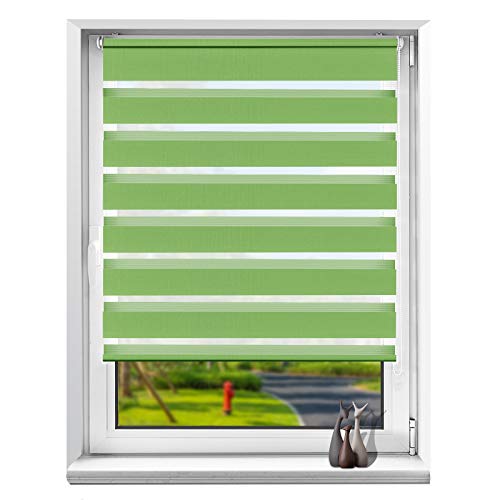 Reid Mohammad Store Enrouleur Jour Nuit sans Perçage Klemmfix Double Store Jour et Nuit Fenêtre ou Porte Double Tissu Facile à Installer avec Clips 50 x 150 cm Vert