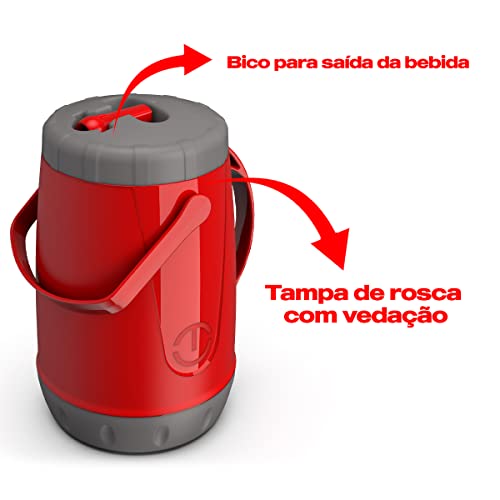 Kit Tererê Pávia Copo Térmico bomba garrafa cuia Vermelho