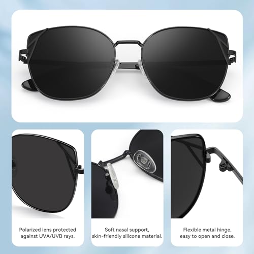 Dollger Polarized Sunglasses Women Cat Eye Mirrored Trendy Shades with UV Protection3