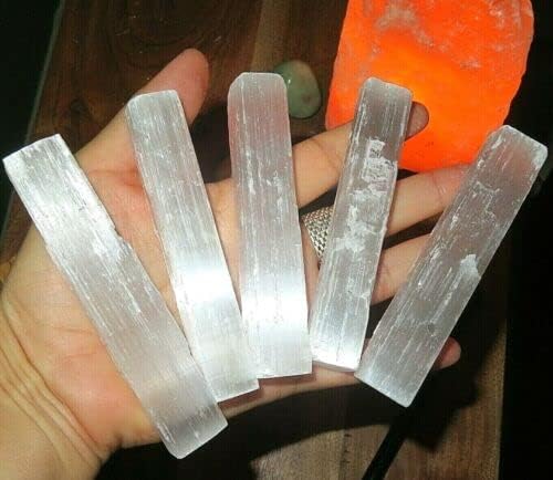 ZnranyiiXY Lot of 5 4" Selenite Sticks from Crystal Selenite Wand Blades Reiki