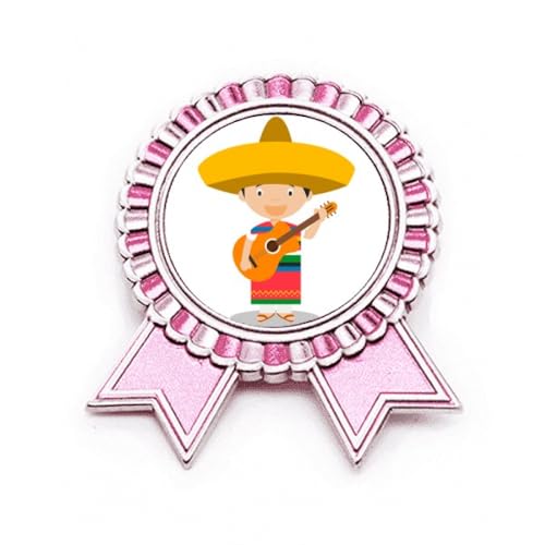 Broche chapeau de guitare mexicaine rose métal M accessoire mode ethnique