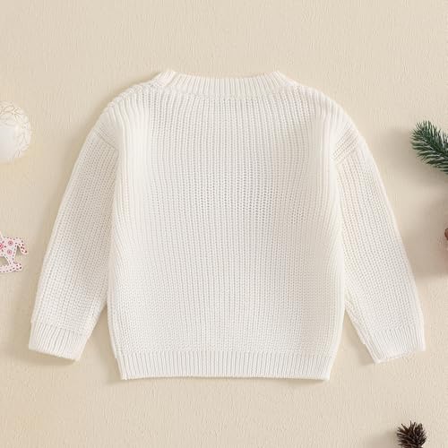 Toddler Girl Merry Print Christmas Sweaters Long Sleeve Letter Embroidery Knit Pullovers Kid Jumper Tops4