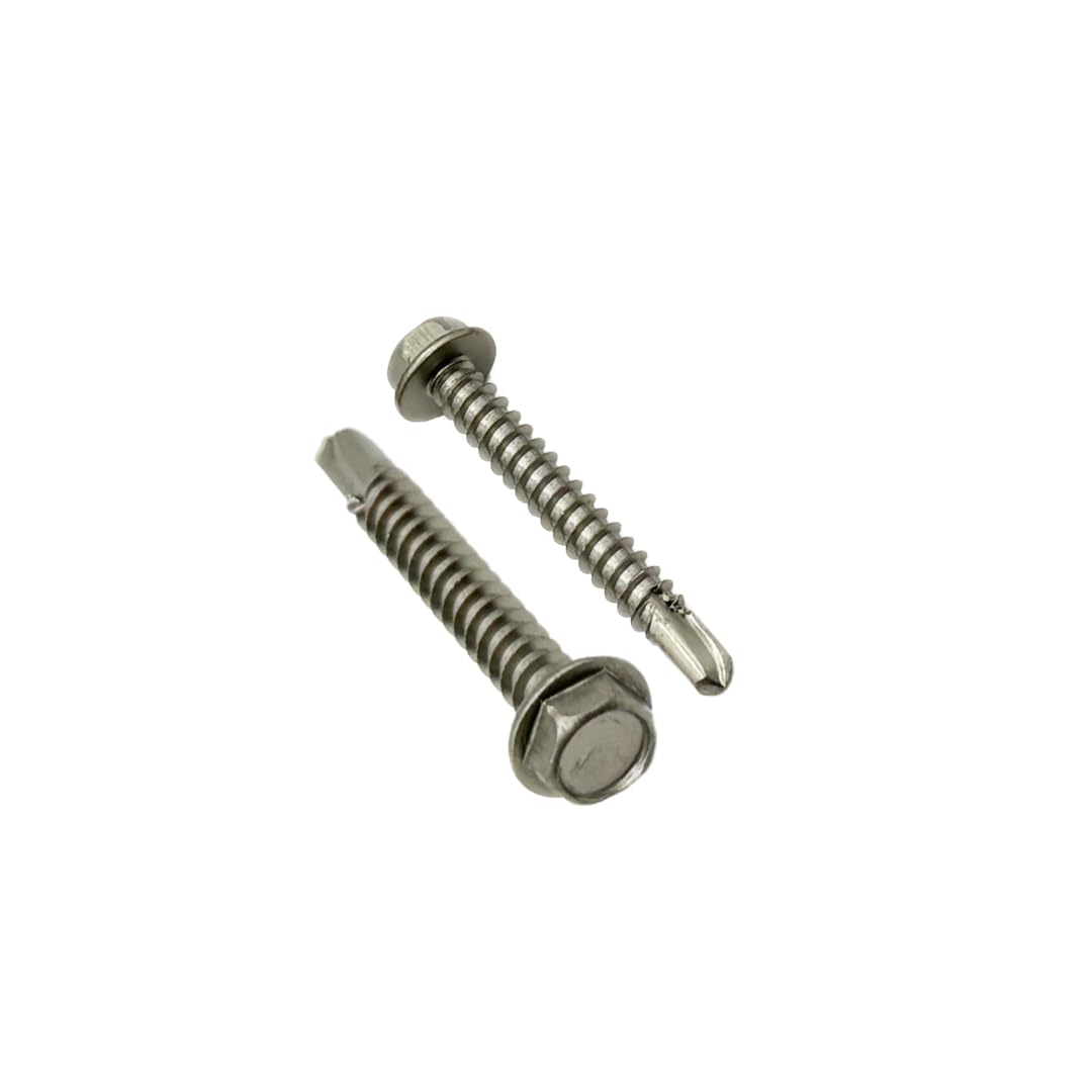 MIGHTY FASTENERS Self-Drilling Screws, TEK Screws, Grade 410 Stainless Steel, #8 X 1-1/2" Hex Washer Head, Ideal for Metal Applications, Pack of 250