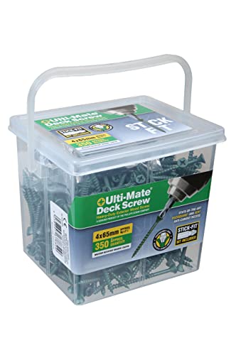 Ulti-Mate D20100 Stick-Fit Deck Screws - 4.0 x 65mm - Tub of 350, Organic Green