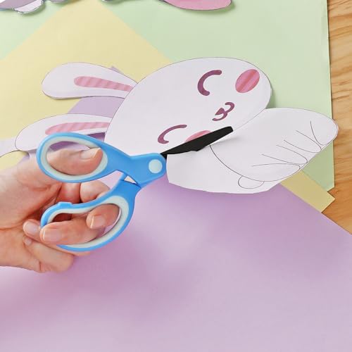 Asdirne Left Handed Kids Scissors, Safety Children Scissors, Craft Scissors with Blunt Tip Stainless Steel Blades and Soft Grip, Great for Home and School, Assorted Color, 13.5cm, 3 Pack 2 41EBtQMoC L