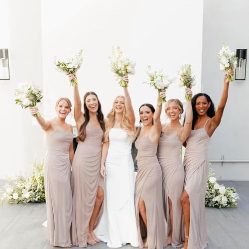 Chiffon Bridesmaid Dresses for Women with Slit Spaghetti Strap Formal Evening Gown Pleated A Line Maxi Dress4