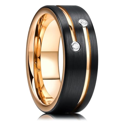 Bijoux femme et homme : alliance biseautée noire 8 mm aux finitions de haute précision