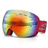 [Ｒｏｖｏｌｔ] スキーゴーグル メガネ対応 【180°広視界&OTG設計】 スノボ ゴーグル 曇り止め レディース 子供 ヘルメット対応 ダブルレンズ 大視野球面レンズ 耐衝撃 通気性 軽量型 防風/防雪/UVカット 全天候対応 紫外線遮蔽 男女兼用 フレームレスモデル 滑り止めベルト 防塵 フィット感 アウトドア スポーツ 山登り (レッド)