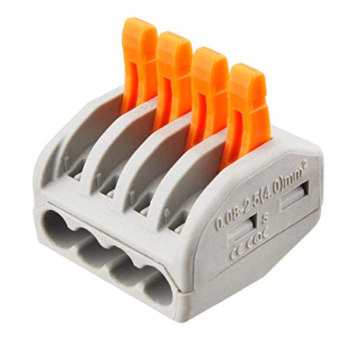 50 Pcs Lever Connectors Nuts 4 Conductor Combination Compact Wire Connectors Fast Connection Terminal 28-12 Awg Suitable For Multiple Types #TOP1
