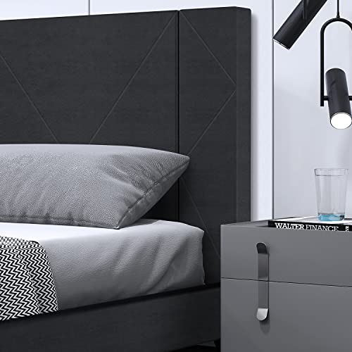 Flolinda Full Size Bed Frame, Upholstered Full Bed Frame With Tufted Velvet Headboard, Mattress Foundation, Strong Wood Slat Support Double Bed Frame, No Box Spring Needed, Easy Assembly #TOP3