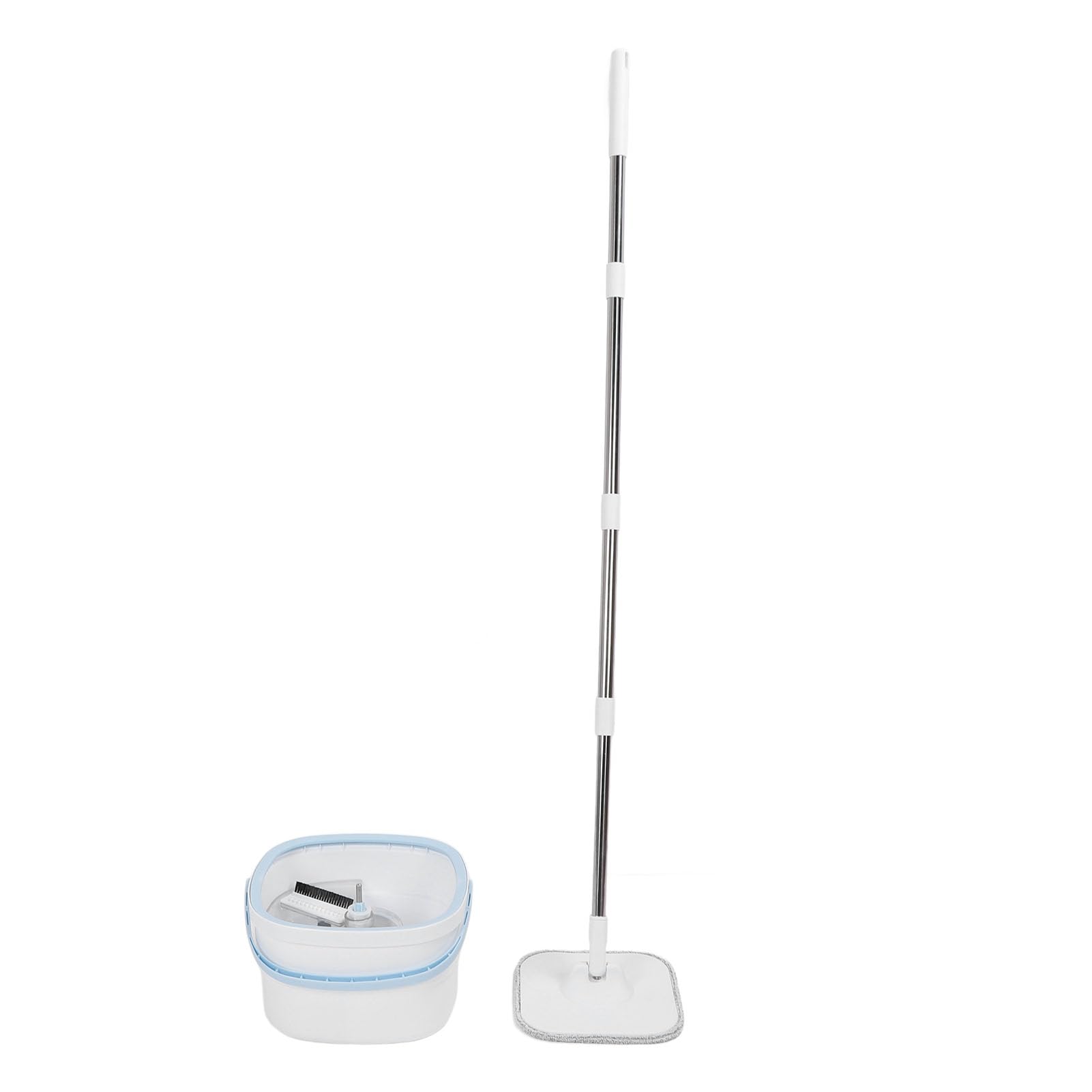 Sxhlseller Juego de Cubos para Fregona Giratoria con Separación Automática |Fregona Cuadrada Giratoria de 360° para Limpieza de Suelos de Baldosas de Madera