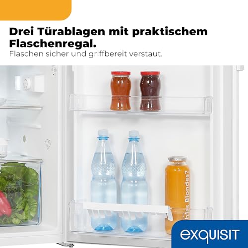 Exquisit Kühlschrank | 120 Liter, Energieeffizienzklasse D, 39 dB Geräusch, 4* Gefrierfach 13 l | LED-Innenbeleuchtung, manuelle Temperaturregelung, Türanschlag wechselbar | KS516-4-H-010D weiss
