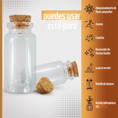 Miniatura 6 de Loyonal Botecitos De Cristal Pequeños, 24 Pcs 30ml Mini Botellas, Botellas Con Corcho, Frascos De Vidrio Taponado Corcho