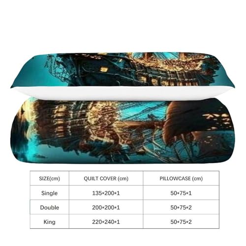 Housse de couette pirate 135x200cm en microfibre douce avec fermeture éclair