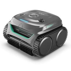 WYBOT C2 Poolroboter Akku Boden und Wand, 3-Fach Motor, Doppelfiltration, Wandkletter & Wasserlinienreinigung, 180 Min Laufzeit, für Einbaupools bis 150㎡, App-Steuerung(Grau-Grün Grau)