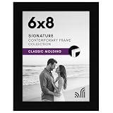 Americanflat 6x8 Picture Frame with Shatter-Resistant Glass - Signature Collection - Gallery-Style Frames Made of Engineered Wood - Photo Frame for Tabletop and Wall Display - Black
