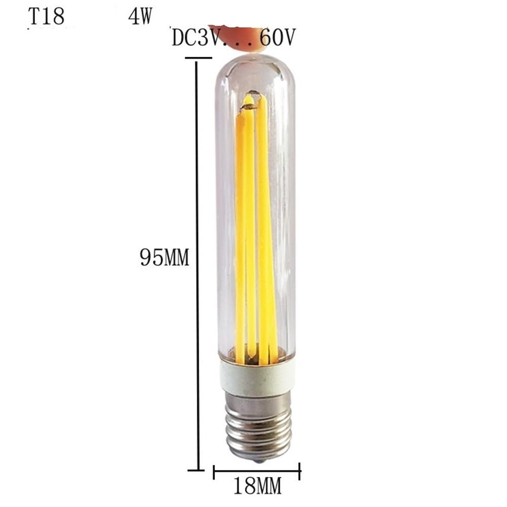 Lanshui - Lámpara de filamento LED E14/E12/B15D DC12V 4W T18, 20 unidades