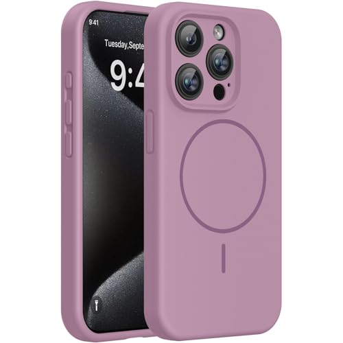 Image of Miracase Magnetic for iPhone 15 Pro Case, [Soft Anti-Scratch Microfiber Lining], Compatible with MagSafe, Liquid Silicone Shockproof Drop Protection Phone Case for 15 Pro, Blackcurrant