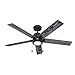 Hunter Fan 52 Inch Casual Matte Black Finish Indoor Ceiling Fan With LED Light Kit and Pull Chain (Renewed)