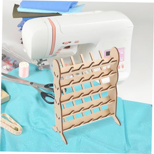 Image of Spool Stand Display Shelves Display Shelf Spool Holder Storage Stand for Spool Thread Holders for Spools of Thread Desktop Thread Holder Wooden Sewing Thread Line