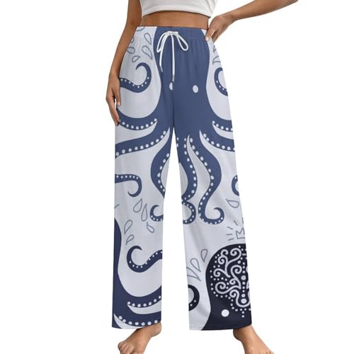 Pantalon de nuit femme Poulpe bas de pyjama avec poches vêtement de nuit taille S