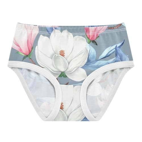 Pink Magnolia Flowers Leaves Little Girl Panties Toddler Underwear Floral Cotton Cartoon Briefs Girls Undies 2t