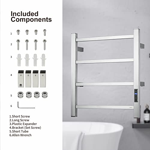 Sharndy Towel Warmer With Built-In Timer Etw13-2A For Bathroom Wall Mounted Bath Towel Heater Plug-In Electric Heated Towel Rack Brushed #TOP6