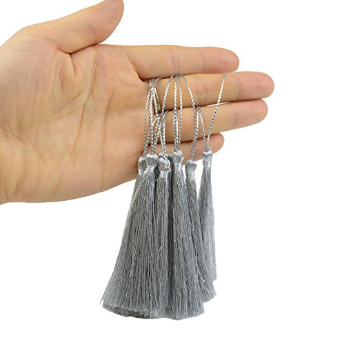 Makhry 100 Pieces Bookmark Tassels 13Cm/5 Inch Silk Tassels With Loop Handmade Tassels For Crafts Jewelry Making Diy Art Projects School Supply(Glittering Silver) #TOP2