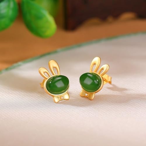 Boucles d'oreilles en Argent S925 anti-allergie au jade vert - 5