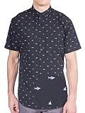 Visive Mens Short Sleeve Button Down Shirt Hawaiian Shark Sizes S-4XL Big Mens, Funny Novelty Summer