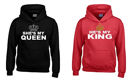 Sweat couple She's My Queen He's My King noir L et rouge M