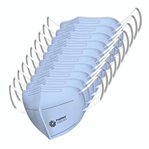 N 95 Face Mask Ear Loop Style Protective Face Mask 5 layered filtration with genuine Meltblown and Hot Air Cotton (Pack of 10 Mask) (Medium, Light Blue)
