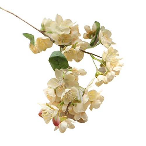 U.Expectating Artificial Flowers Artificial Floral,Fake Cherry Blossom Silk Flower with Green Leaves Bridal Wedding Bouquet Party Decor Hydrangea Home Office Garden Decor (beige, 20.7