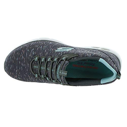 Skechers Women's Relaxed Fit Empire D'Lux Sneaker, Charcoal/Multi, 9.5