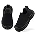 Tianohoh Baby Boy Shoes Toddler Walking Slip On Sneakers First Walkers Non-Slip Breathable Infant Wide Slippers All Black 12 15 Months