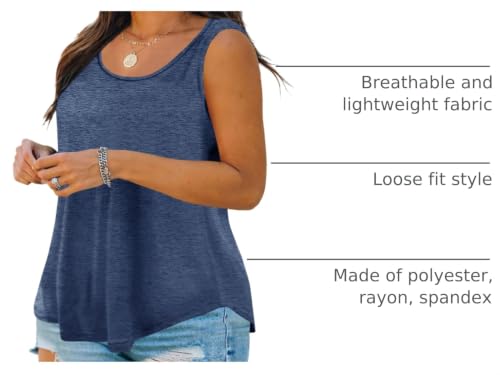 Image of Plus Size Tank Tops for Women Summer Sleeveless Tops Loose Fit Tunic Tanks
