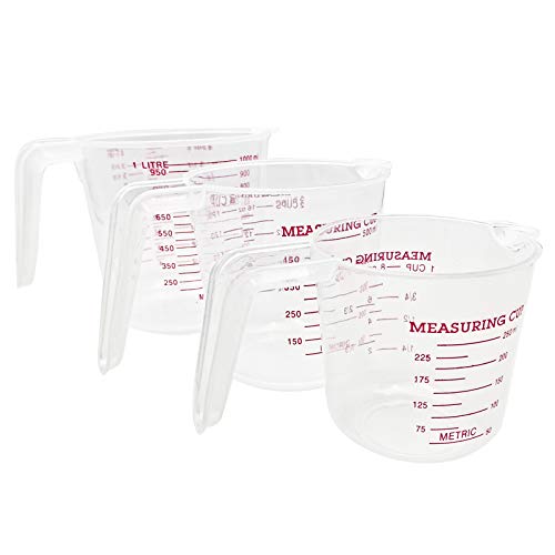3 pièces Verre Mesureur Plastique Verre Doseur Transparente avec Poignée en Silicone Verre Doseur Gradué Empilables Pot Gradué Plastique pour Mesurer Liquides Huile et Poudres avec Mesures - Image 5