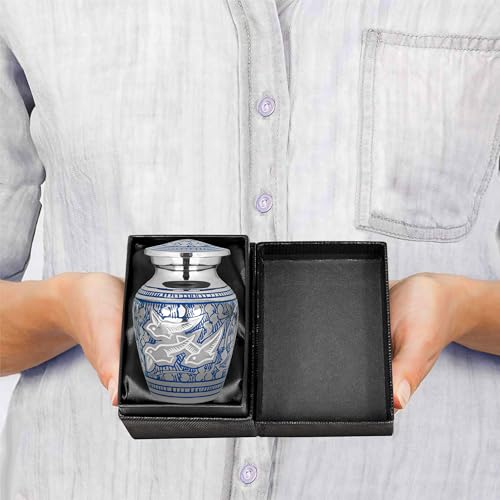 Image of Trupoint Memorials Cremation Urns for Human Ashes for Male or Female, Funeral Memorial Urns for Men & Women, Silver Birds, 1 Keepsake