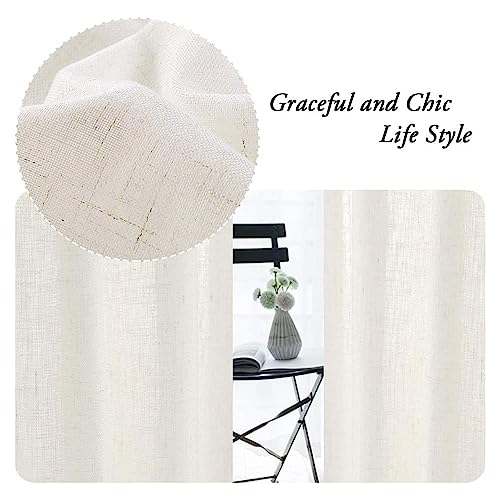 Natural Linen Blended Curtains Window Treatments Panels For Living Room Grommet Top Light Filtering Drapes Privacy Added Linen Textured Curtains, 2 Panels (Natural, 52" W X 84" L) #TOP6