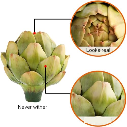 Cikoopul 4Pack Artificial Artichoke Vegetables and Fruits for Home Wedding Table Decoration (Green) Easy to Use Well-Made
