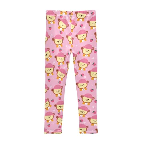 Monkey Hat Flower Girls Leggings,Workout Leggings for Girls Toddler Athletic Leggings Size for 3-10T2