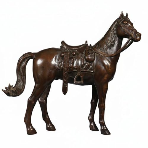 Image of YWMJZEU Tang Horse Sculpture Metal Craft Bronze Equine Figure Ornament Desk Display Figurine for Office