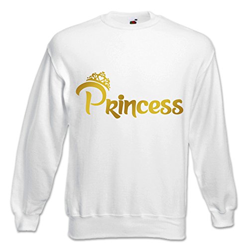 Felpa Unisex Princess con Corona Bianca Oro S