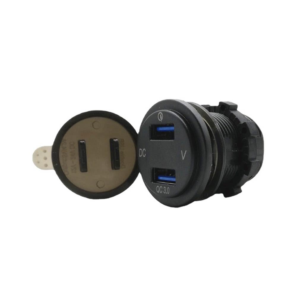 Dual USB in-car Charger Quick Charge Dual QC3.0 Charger with Voltage Display for Marine Truck Motorcycle Car etc