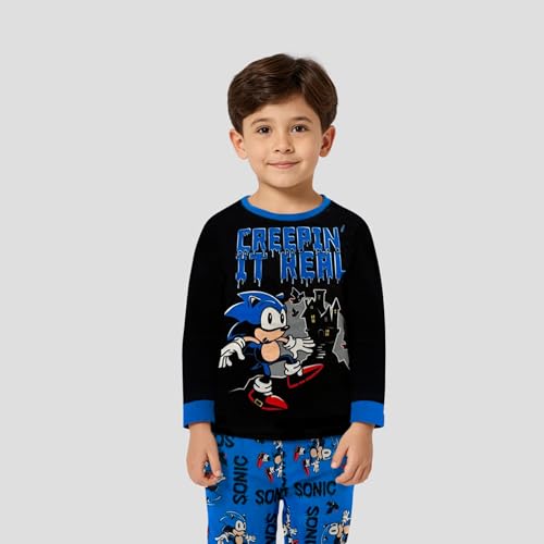 Sonic The Hedgehog Kids Halloween Pajamas - Boys 2 Piece Soft PJ Set For Holiday - Long Sleeve Top & Pants - Official License2