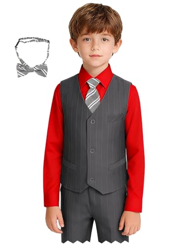 Image of Boy Suits Stripe Tuxedo Suit Set Complete Outfit Formal Wedding Party Wear Ring Bearer Outfit
