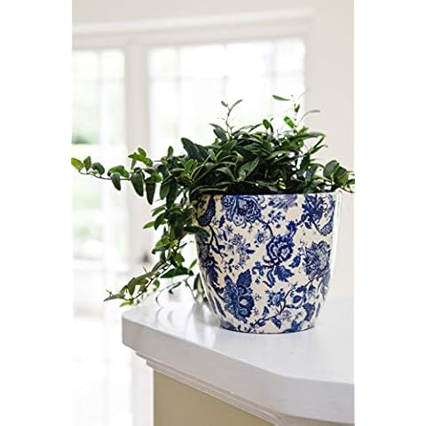 Ivyline Monza Vintage Blue Planter 15.5Cm VBM1416, Cream/Pink/Blue Cover